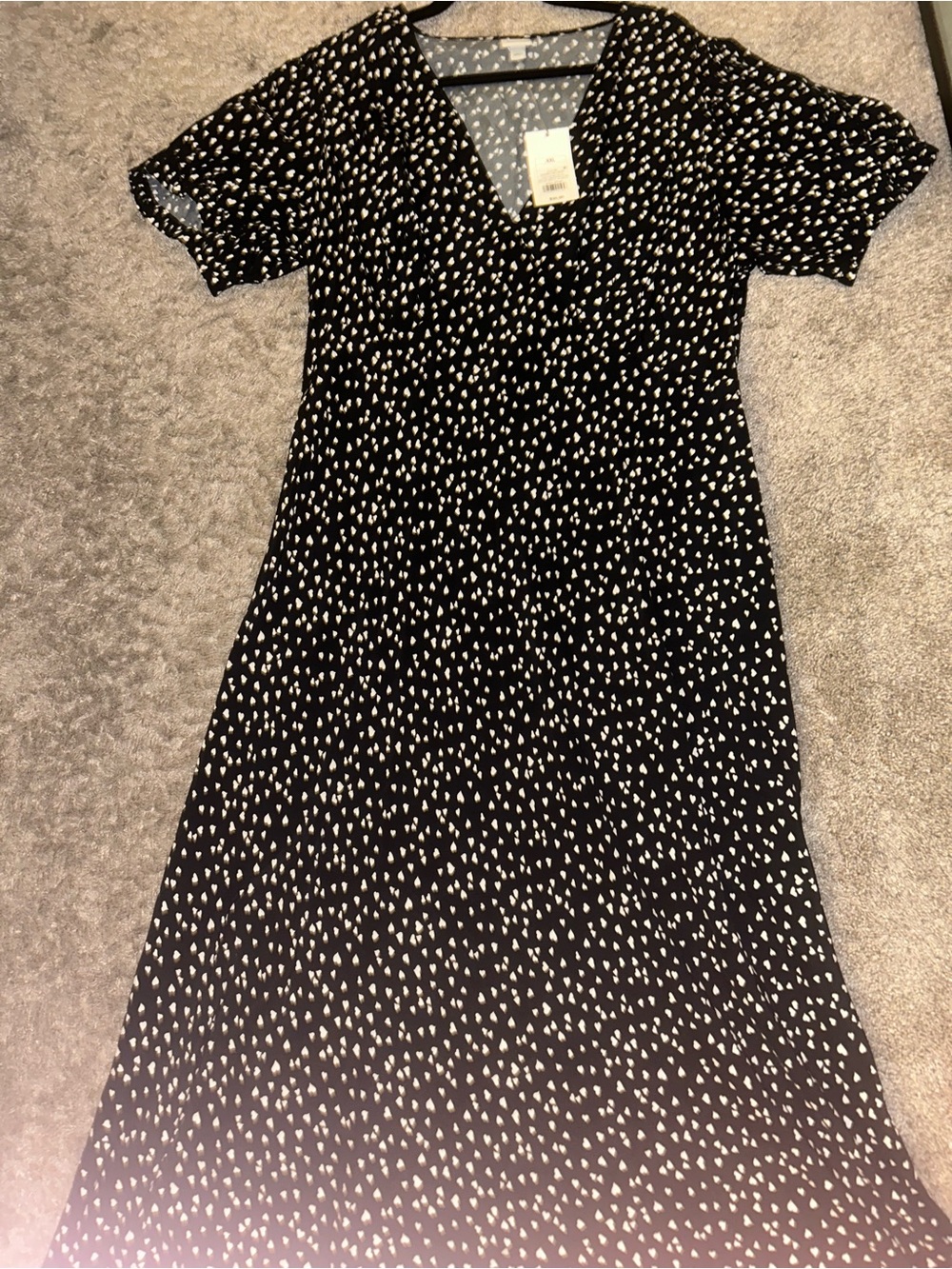 a new day Black Maxi Dress with White Dot Print